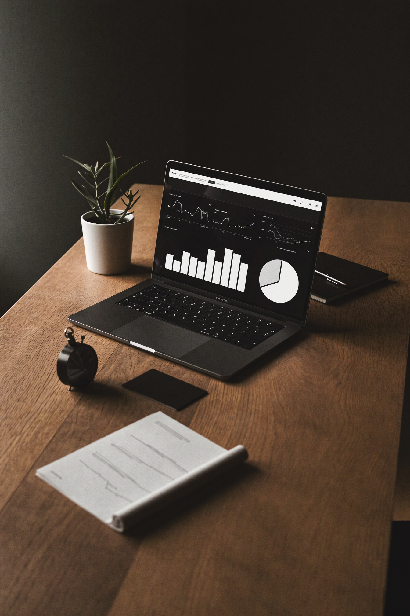 Dashboard de analítica en portátil