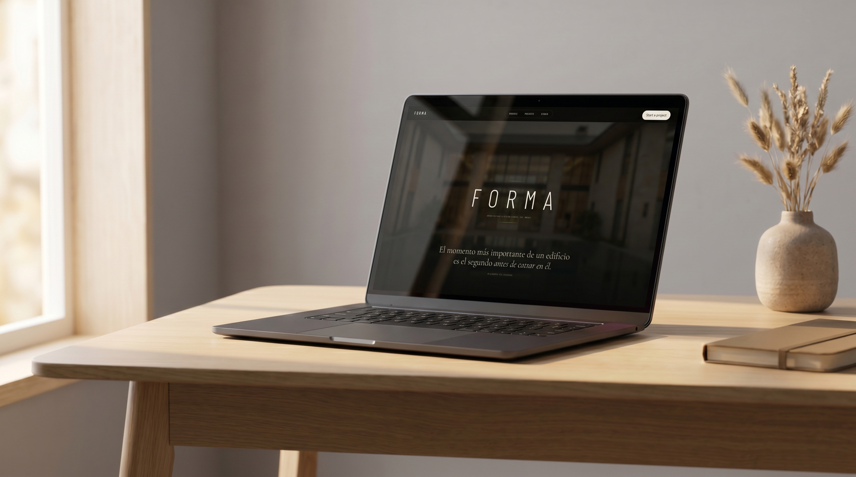 Mockup de FORMA — Architecture Studio en portátil