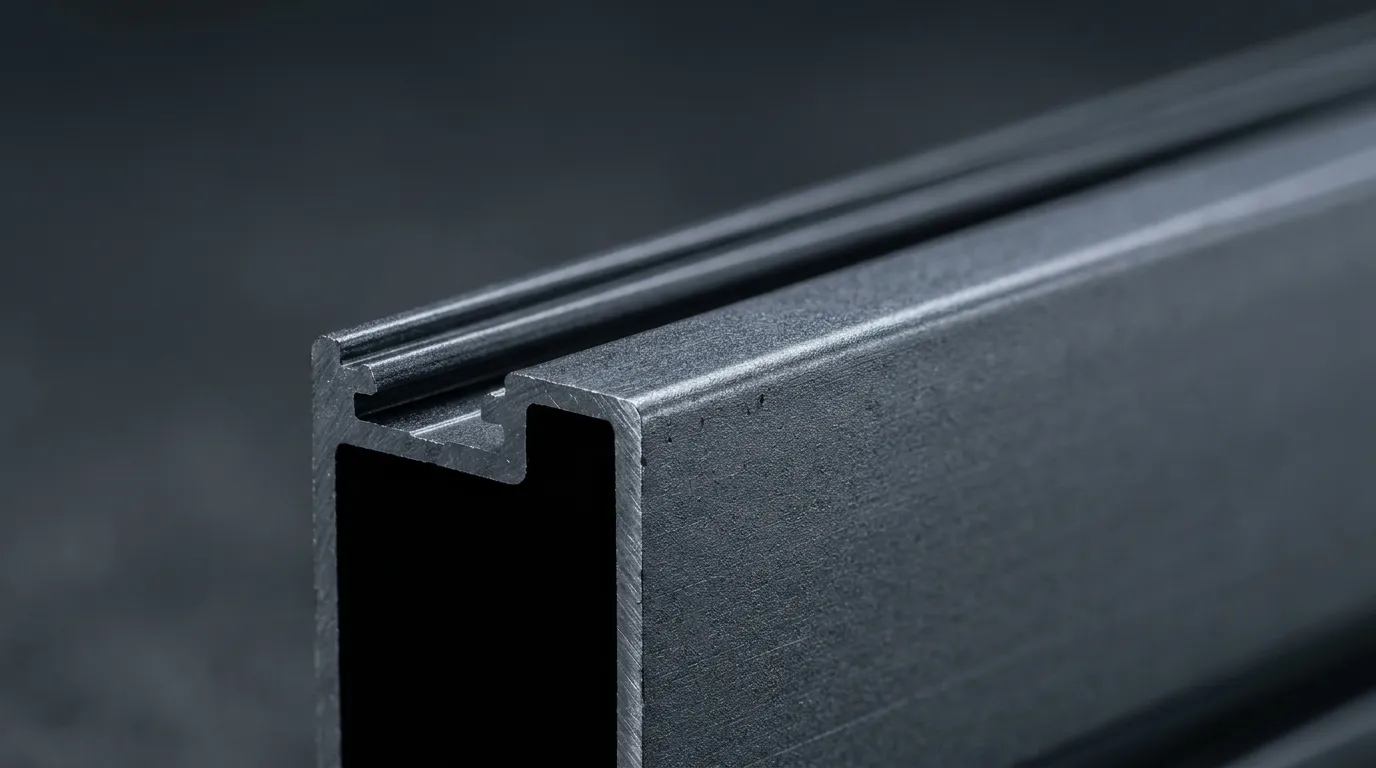 Perfil de aluminio anodizado en gris antracita