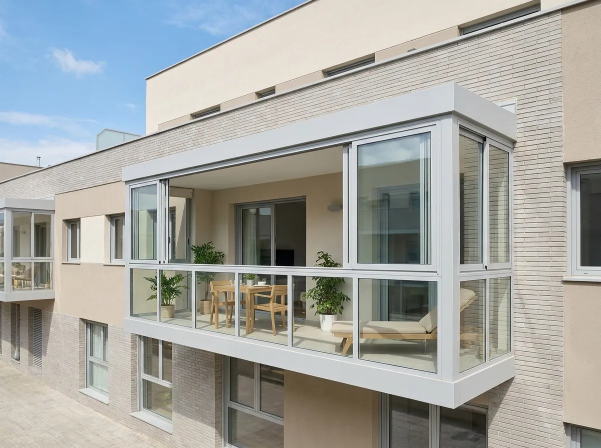Cierre de terraza con sistema deslizante de aluminio